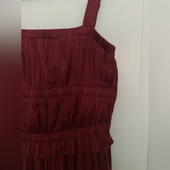 Anthropologie Current Air Red Silky Formal Wide Spaghetti Strap Jumpsuit XS - Picture 3 of 12